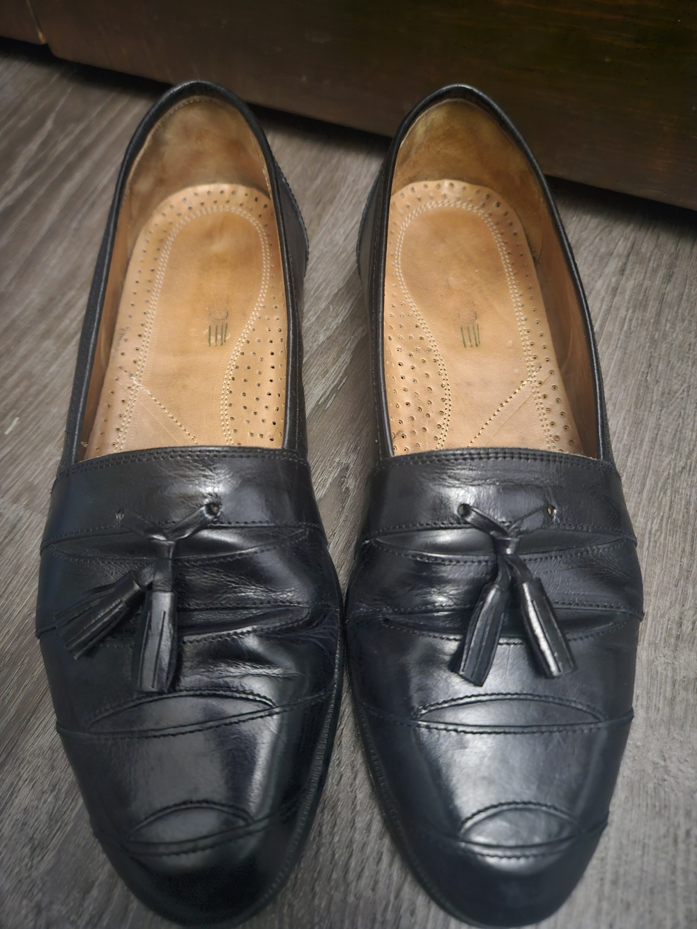 Adolfo Made in Italy Black Leather Tassel Loafers US Sz 8